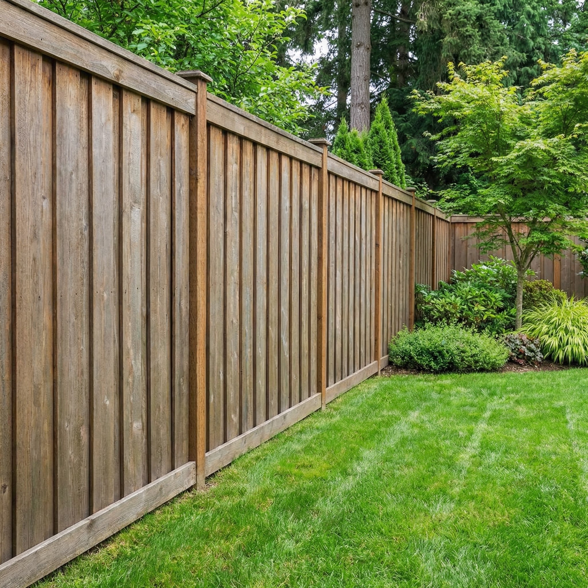 Privacy fence installed around a residential yard